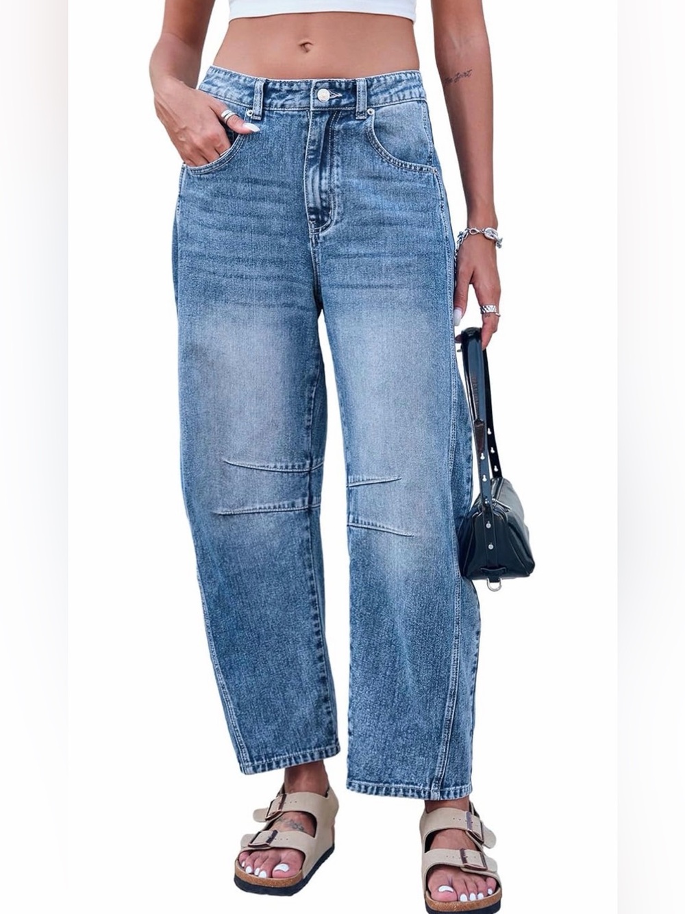 Barrel Leg Antique Blue Denim for Women